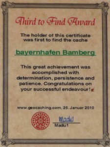 Third to Find Urkunde bayernhafen Bamberg